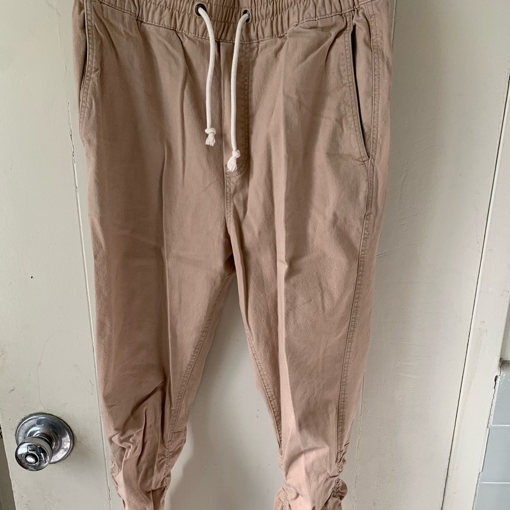 H&M Khaki Stacked Zipper Joggers